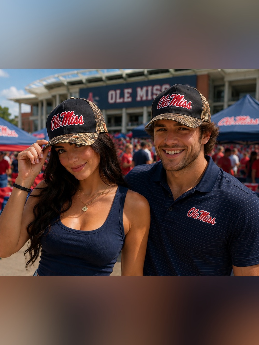 Ole Miss Camp Trucker Hat Realtree Adjustable Embroidered Cap